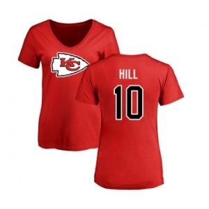 NFL Women's Nike Kansas City Chiefs #10 Tyreek Hill Red Name & Number Logo Slim Fit T-Shirt