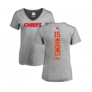 NFL Women's Nike Kansas City Chiefs #15 Patrick Mahomes II Ash Backer V-Neck T-Shirt