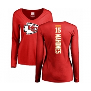 NFL Women's Nike Kansas City Chiefs #15 Patrick Mahomes Red Backer Slim Fit Long Sleeve T-Shirt
