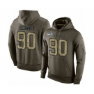 Football Men's Seattle Seahawks #90 Jadeveon Clowney Green Salute To Service Pullover Hoodie