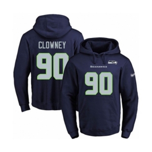 Football Men's Seattle Seahawks #90 Jadeveon Clowney Navy Blue Name & Number Pullover Hoodie