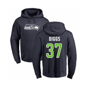 Football Seattle Seahawks #37 Quandre Diggs Navy Blue Name & Number Logo Pullover Hoodie