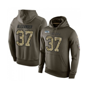 Football Seattle Seahawks #37 Shaun Alexander Green Salute To Service Men's Pullover Hoodie