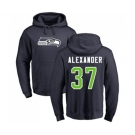 Football Seattle Seahawks #37 Shaun Alexander Navy Blue Name & Number Logo Pullover Hoodie