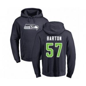 Football Seattle Seahawks #57 Cody Barton Navy Blue Name & Number Logo Pullover Hoodie