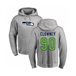 Football Seattle Seahawks #90 Jadeveon Clowney Ash Name & Number Logo Pullover Hoodie