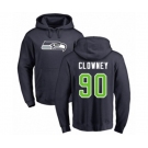 Football Seattle Seahawks #90 Jadeveon Clowney Navy Blue Name & Number Logo Pullover Hoodie