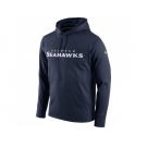 Men Seattle Seahawks Nike Navy Circuit Wordmark Essential Performance Pullover Hoodie