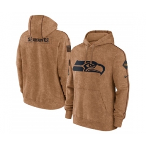 Men's Seattle Seahawks 2023 Brown Salute to Service Pullover Hoodie