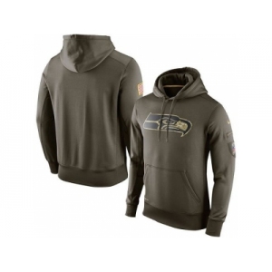 Men''s Seattle Seahawks Nike Olive Salute To Service KO Performance Hoodie