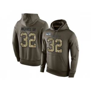 NFL Men''s Nike Seattle Seahawks #32 Christine Michael SR Stitched Green Olive Salute To Service KO Performance Hoodie