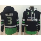 Nike Seahawks #3 Russell Wilson Navy Blue Green Name & Number Pullover NFL Hoodie