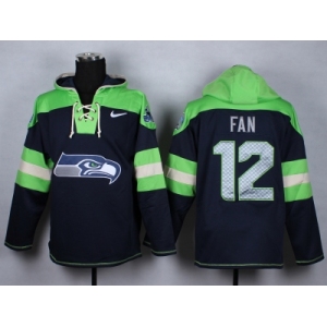 Nike Seattle Seahawks #12 Fan Platinum blue- green jerseys[pullover hooded sweatshirt]