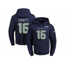 Nike Seattle Seahawks #16 Tyler Lockett Navy Blue Name & Number Pullover NFL Hoodie