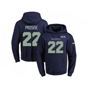 Nike Seattle Seahawks #22 C. J. Prosise Navy Blue Name & Number Pullover NFL Hoodie