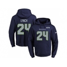 Nike Seattle Seahawks #24 Marshawn Lynch Navy Blue Name & Number Pullover NFL Hoodie