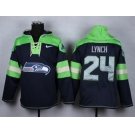 Nike Seattle Seahawks #24 Marshawn Lynch blue-green jerseys[pullover hooded sweatshirt]