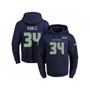 Nike Seattle Seahawks #34 Thomas Rawls Navy Blue Name & Number Pullover NFL Hoodie