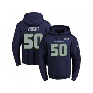 Nike Seattle Seahawks #50 K.J. Wright Navy Blue Name & Number Pullover NFL Hoodie