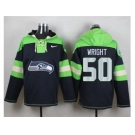 Nike Seattle Seahawks #50 K.J. Wright Steel Blue Player Pullover Hoodie