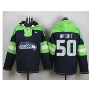 Nike Seattle Seahawks #50 K.J. Wright Steel Blue Player Pullover Hoodie