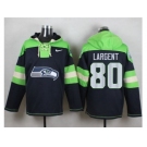 Nike Seattle Seahawks #80 Steve Largent Steel Blue Player Pullover Hoodie