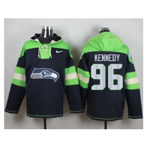 Nike Seattle Seahawks #96 Cortez Kennedy Steel Blue Player Pullover Hoodie