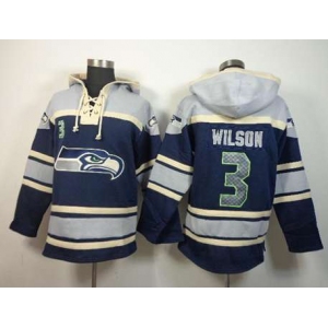 nike nfl jerseys seattle seahawks #3 wilson grey-blue[pullover hooded sweatshirt]