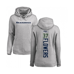 Football Women's Seattle Seahawks #37 Tre Flowers Ash Backer Pullover Hoodie