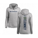 Football Women's Seattle Seahawks #90 Jadeveon Clowney Ash Backer Pullover Hoodie