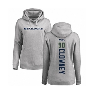Football Women's Seattle Seahawks #90 Jadeveon Clowney Ash Backer Pullover Hoodie