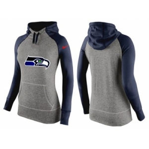 Women Nike Seattle Seahawks Performance Hoodie Grey & Dark Blue_3