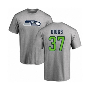 Football Seattle Seahawks #37 Quandre Diggs Ash Name & Number Logo T-Shirt