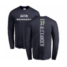 Football Seattle Seahawks #37 Shaun Alexander Navy Blue Backer Long Sleeve T-Shirt