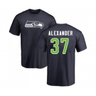 Football Seattle Seahawks #37 Shaun Alexander Navy Blue Name & Number Logo T-Shirt