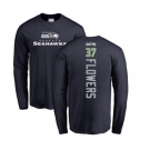 Football Seattle Seahawks #37 Tre Flowers Navy Blue Backer Long Sleeve T-Shirt