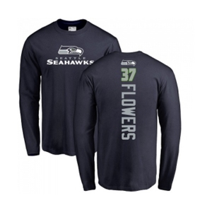 Football Seattle Seahawks #37 Tre Flowers Navy Blue Backer Long Sleeve T-Shirt