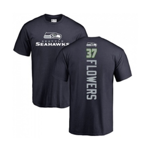 Football Seattle Seahawks #37 Tre Flowers Navy Blue Backer T-Shirt