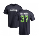 Football Seattle Seahawks #37 Tre Flowers Navy Blue Name & Number Logo T-Shirt