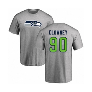 Football Seattle Seahawks #90 Jadeveon Clowney Ash Name & Number Logo T-Shirt