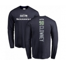 Football Seattle Seahawks #90 Jadeveon Clowney Navy Blue Backer Long Sleeve T-Shirt