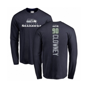 Football Seattle Seahawks #90 Jadeveon Clowney Navy Blue Backer Long Sleeve T-Shirt