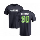 Football Seattle Seahawks #90 Jadeveon Clowney Navy Blue Name & Number Logo T-Shirt