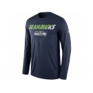 Men's Seattle Seahawks Nike Navy Legend Staff Practice Long Sleeves Performance T-Shirt