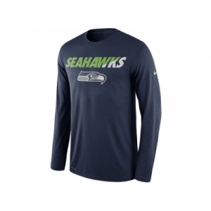 Men's Seattle Seahawks Nike Navy Legend Staff Practice Long Sleeves Performance T-Shirt
