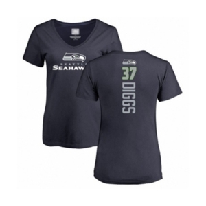 Football Women's Seattle Seahawks #37 Quandre Diggs Navy Blue Backer T-Shirt