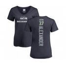 Football Women's Seattle Seahawks #37 Shaun Alexander Navy Blue Backer T-Shirt