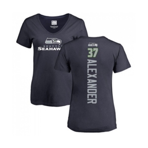 Football Women's Seattle Seahawks #37 Shaun Alexander Navy Blue Backer T-Shirt