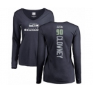 Football Women's Seattle Seahawks #90 Jadeveon Clowney Navy Blue Backer Long Sleeve T-Shirt