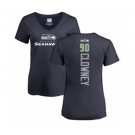 Football Women's Seattle Seahawks #90 Jadeveon Clowney Navy Blue Backer T-Shirt